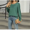 thumbnail image 4 of Long Sleeve Shirts for Women Pleated Casual Business Blouses Trendy Fashion Tunic Basic Tops Loose Trendy Fall Crew Neck T-Shirts, 4 of 7