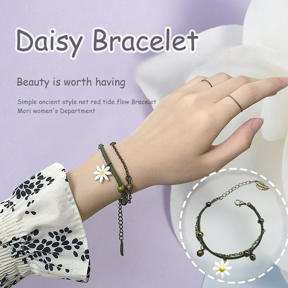 WREESH Artistic Retro Bracelet Adjustable Creative Daisy Bracelet Women Gift