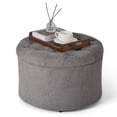 thumbnail image 6 of Dovov 25" Tufted Round Ottoman with Storage, Large Storage Ottoman Footrest Flip Top Foot Stool, 220lbs Capacity, Gray, 6 of 11
