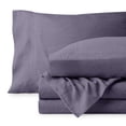 thumbnail image 5 of Bare Home Washed Sheet Set - Premium 1800 Collection - Deep Pocket - 3 Piece - Twin XL, Dusty Purple, 5 of 7