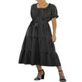 thumbnail image 3 of EIMELI Femmes Boho d'Été Robes Casual Manches Courtes Floral Tie-Up Ceinture Robe Noire S, 3 of 8