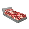 thumbnail image 2 of Ambesonne Valentine's Day Fitted Sheet & Pillow Sham Set, Valentine Hearts, Twinxl, Beige Coral Red, 2 of 2