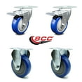thumbnail image 2 of 4 Inch Blue Polyurethane Swivel Top Plate Caster Set 2 Lock Brakes 2 Rigid SCC, 2 of 2