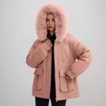 thumbnail image 5 of XUNKUSGA Women's Winter Coats Fleece Lined Women's Parka Coat Solid Color Cotton Padded Jacket Casual Zip Closure Winter Coats for Women with Removable Hood and Pockets M-3XL Pink, 5 of 6