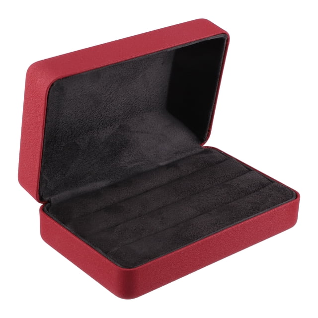 Unique Bargains 1Pc Multiple Ring Box Jewelry Storage Display Stand Ring Organizer Case PU Leather Gift Box for Wedding Red
