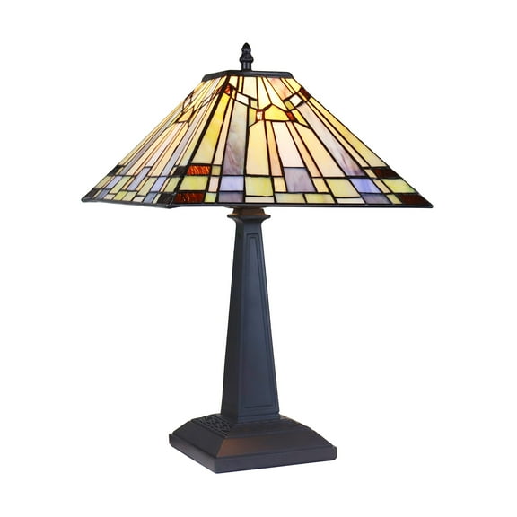 Radiance Goods Mission Tiffany-Style Blackish Bronze 1 Light Table Lamp 12" Wide
