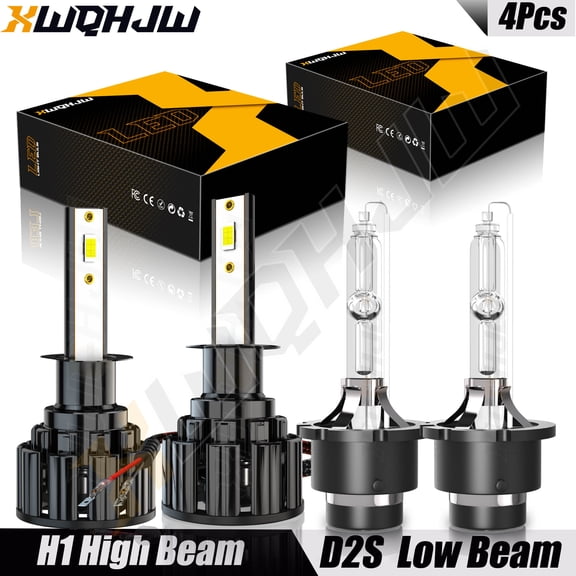 4Pcs 6000K H1 D2S Bulbs LED HID Headlight Kit For Acura TSX Sedan 2004-2005 Super Bright