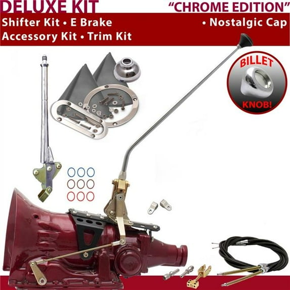 American Shifter 2004R Shifter Kit Chrome 23 in. E Brake Cable Clevis Trim Kit for F4D3F