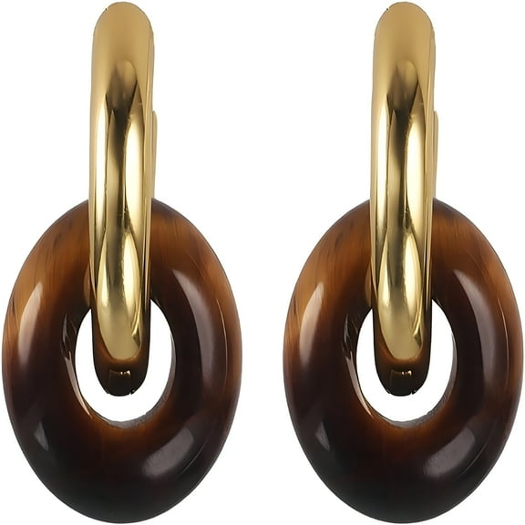 DESIGNICE Jade Earrings for Women Non Tarnish Gold Hoop Jade Dangle Earring for Trendy Stainless Steel Emerald Green Jade Dangle Earrings