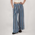 thumbnail image 2 of Fgnfyis Casual Wide Leg Pants for Women High Waist Flowy Trousers with Stripes Comfortable Loose Fit Wear for Everyday Elegant Outfits Blue S, 2 of 5
