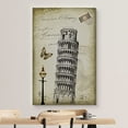 thumbnail image 3 of wall26 Canvas Print Wall Art Vintage Leaning Tower of Pisa Sketch with Typography Transportation Cultural Drawings Realism Chic Scenic Relax/Calm Multicolor for Living Room, Bedroom, Office - 32&quot, 3 of 5