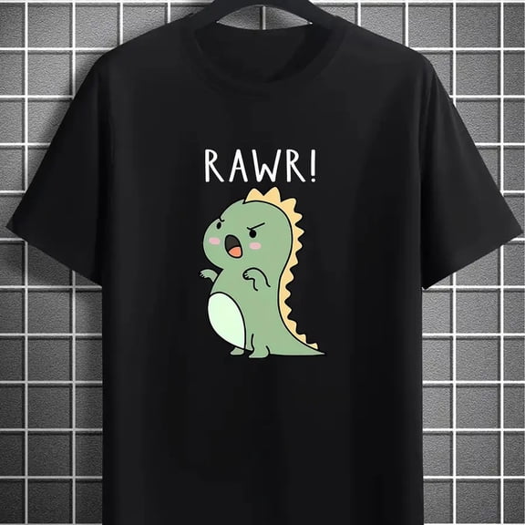 【New Arrival】Cute Rawr! Dinosaur Black T-Shirt