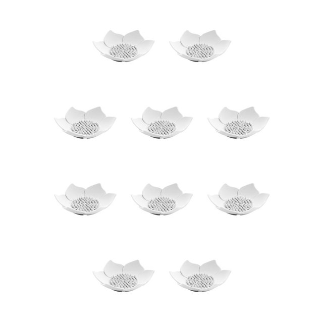 Naiovety Caja de jabón en forma de pétalo de silicona con orificios de drenaje Antideslizante Jabón de baño Soporte de esponja de cocina Bandeja de Blanco crema 10piezas Naiovety CBP035411