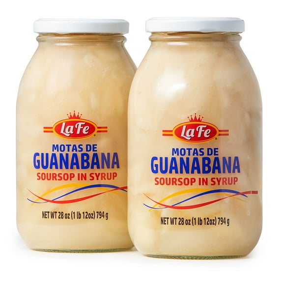 La Fe Conservas Motas de Guanbana , Soursop Fruit Fresh Pulp, 28oz 2 Pack