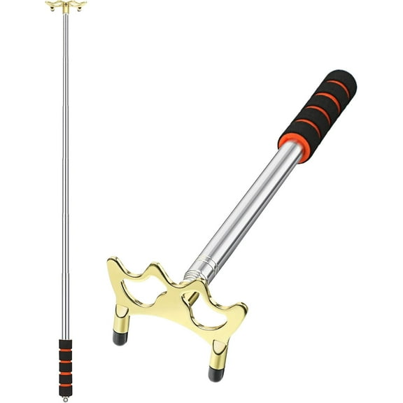 Pool Cue Snooker Stick Pool Table Accessories Retractable Billiards Cue Rest with Removable Brass Bridge Head-Golden