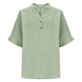 thumbnail image 2 of Cute Crop Tops for Women Grey Shirts for Women Dressy Short Sleeve Button Up Shirts for Women Cropped, 2 of 6