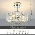 thumbnail image 3 of FRIDEKO HOME 14.5" Crystal Light Fixture, Modern Semi Flush Mount Ceiling Light, 4-Light, E26 Base, Drum Chandelier for Kitchen Bedroom Living Room Dining Room Entryway, Chrome (Without Bulb), 3 of 9