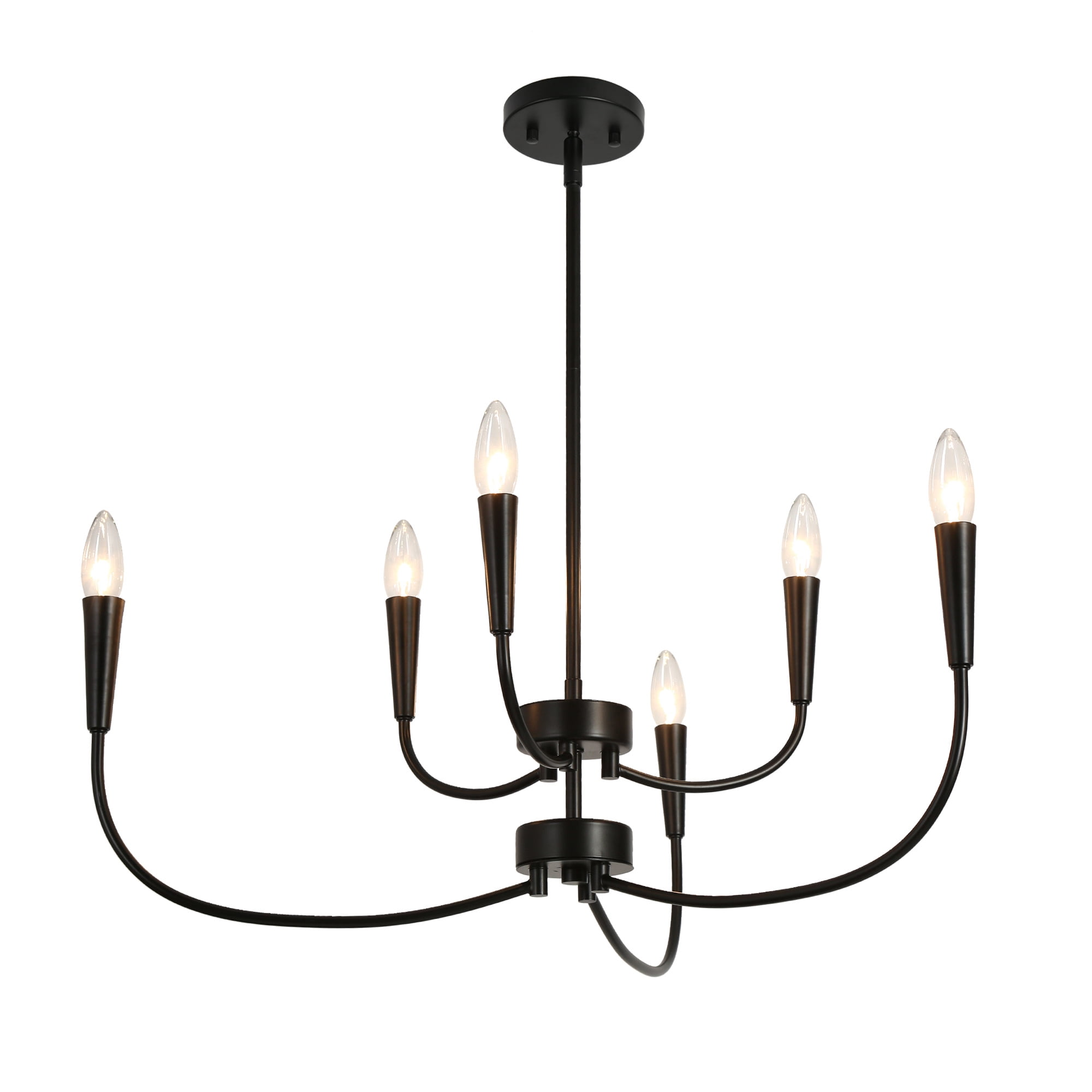 LNC Trucatinon 29.9-in Large 6 -Light Matte Black Metal Chandelier