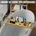 thumbnail image 4 of Luxury Bathtub Caddy Tray for Tub - Foldable Bamboo Bath Table Tray with Book & Wine Glass Holder & Soap Holder, Expandable Bathroom Accessories for Spa or Reading Lite Style, Bath Accessories Sets, 4 of 7
