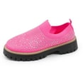thumbnail image 5 of Miluxas Women's Rhinestone Glitter Slip on Sneakers,Thick-Soled Platform Loafers Fashionable Round Toe Casual Shoes Hot Pink 9(42), 5 of 9