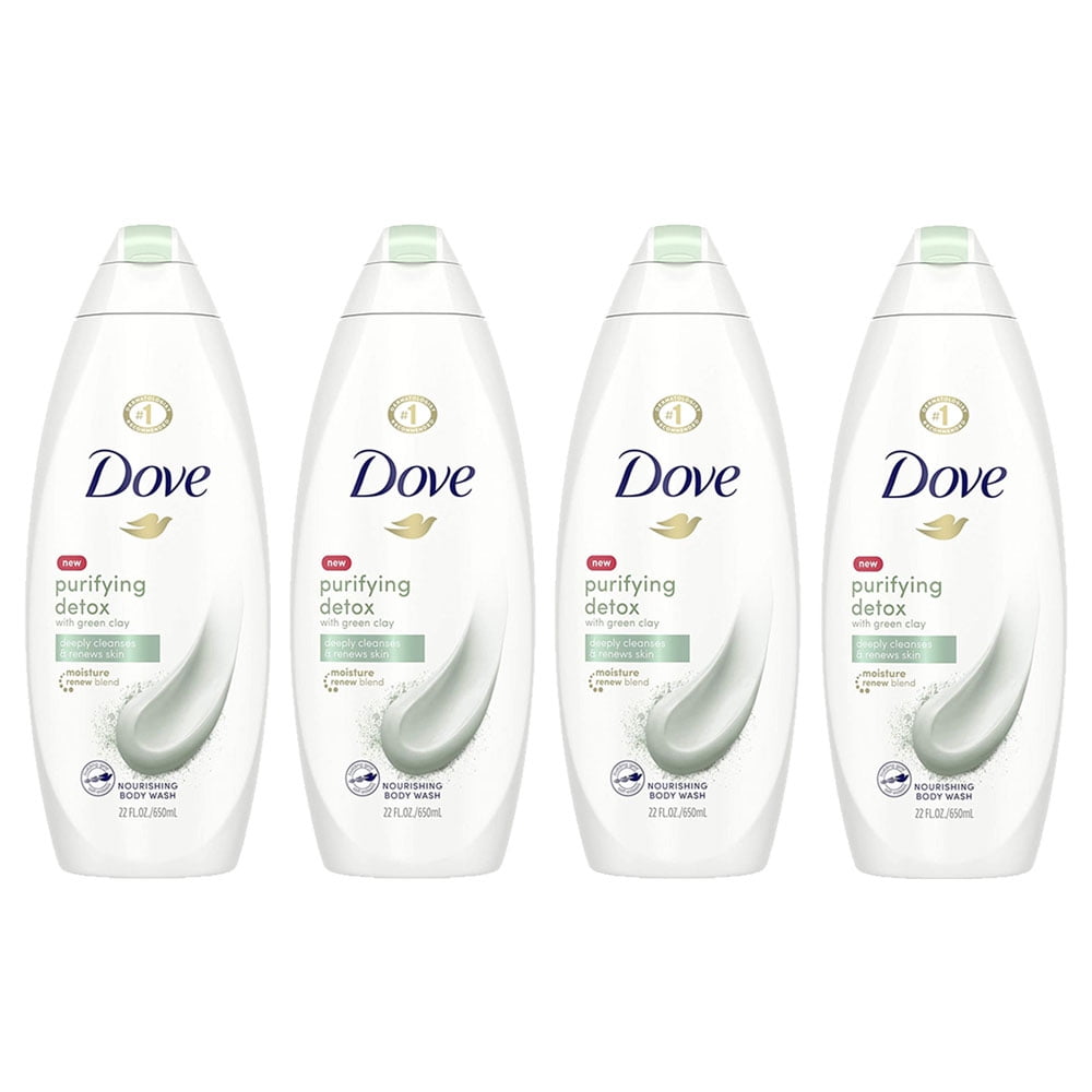 Pack of (4) Dove Purifying Detox Nourishing Body Wash Green Clay 22 fl