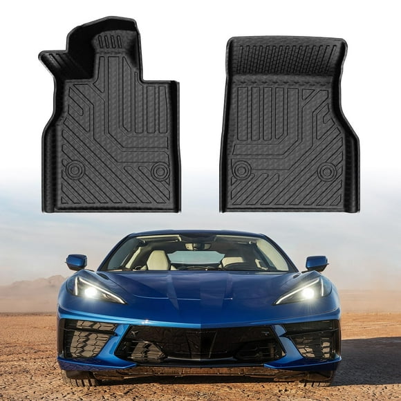 Mixsuper Alfombrillas De Primera Fila Para Chevrolet Corvette C8 2020-2025 Para Todo Tipo De Clima, Revestimiento De Piso Personalizado, Juego De Alfombrillas De Primera Fila, Color Negro