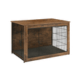 thumbnail image 4 of FunniHomi 38" Dog Crate Furniture, Wooden Dog Kennel Indoor with Cushion, Double Doors for Small/Medium Dogs, Rustic Brown, 4 of 10