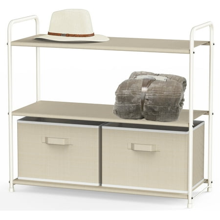 Simple Houseware 3-Tier Closet Storage Organizer Units with 2 Drawers, Beige