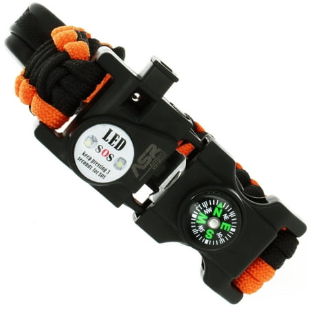 ASR Outdoor- Multitool Paracord Survival Bracelet - Orange and (Best Survival Bracelet Weave)