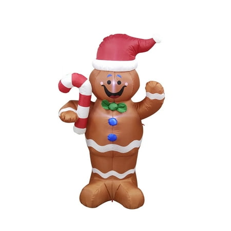 ALEKO Large Inflatable LED Waving Gingerbread Man with UL Certified Blower - 5 Foot