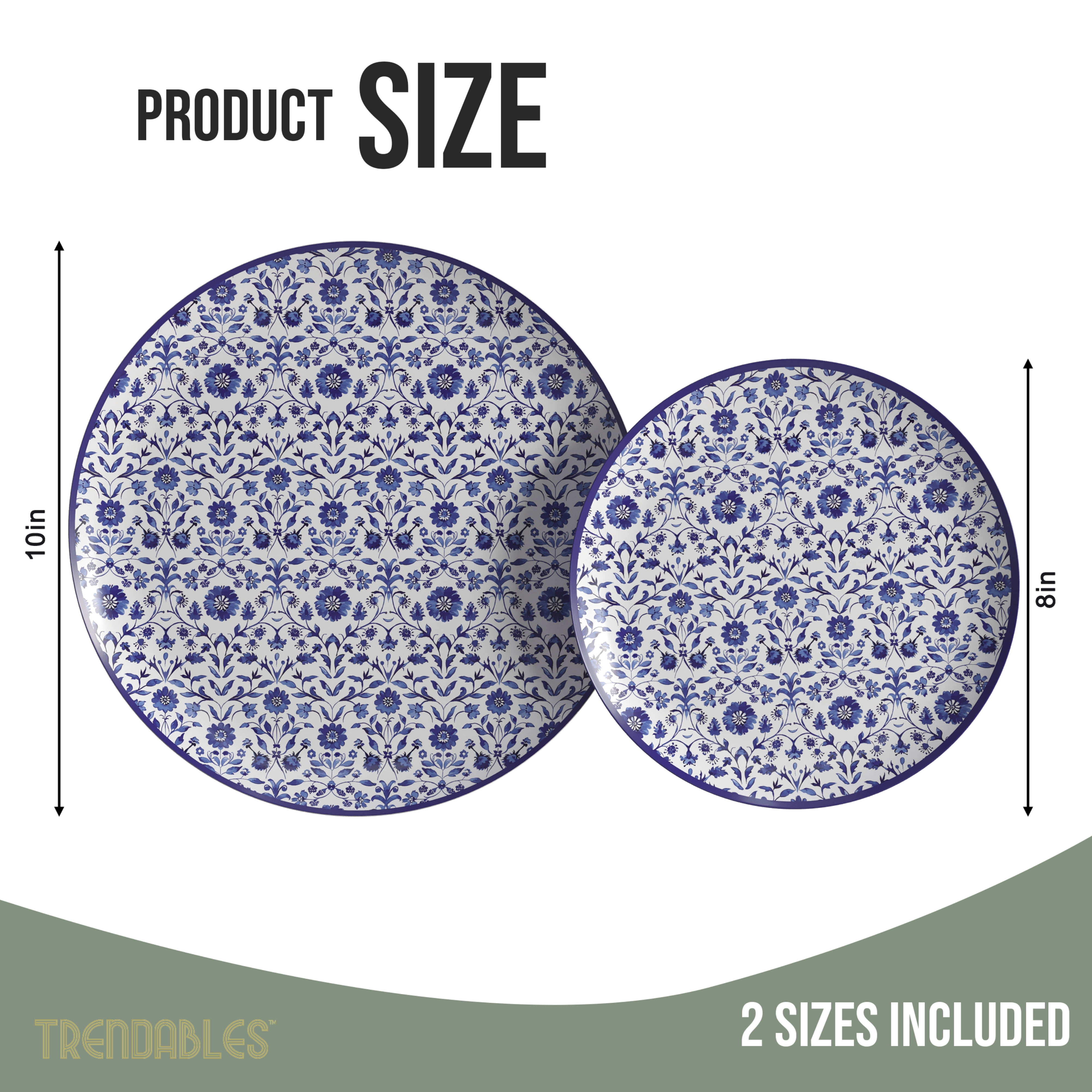 Crown Display Heavy Duty Paper Plates Set for 32 Guests, 64 Fancy Disposable Plates, Florentine