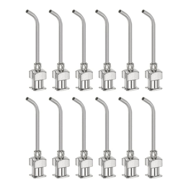 12uds Dispensadoras Agujas, Calibre 15 1" Inoxidable Acero Romo Punta 45 Grados Dobladas Dispensadoras Agujas para Tinta Cartuchos, Pegamento, Jeringas, Carpintería