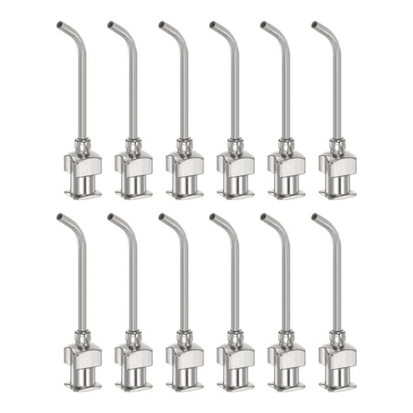 12uds Dispensadoras Agujas, Calibre 15 1" Inoxidable Acero Romo Punta 45 Grados Dobladas Dispensadoras Agujas para Tinta Cartuchos, Pegamento, Jeringas, Carpintería