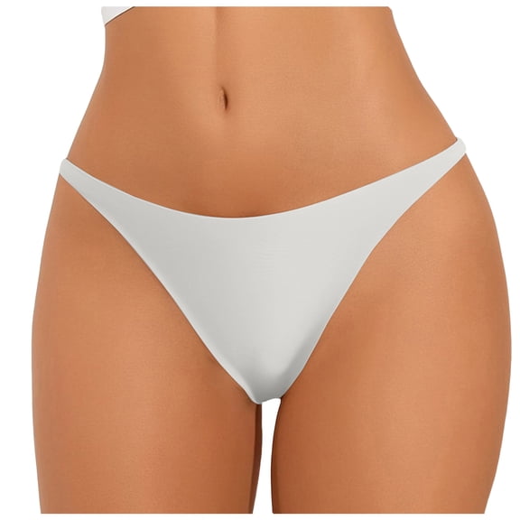 GEWSEY Sport Thong Panties Women Low Rise Sexy No Show Bonded Breathable Underwear (Beige, S)