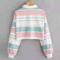 thumbnail image 4 of XFLWAM Women Teen Girls Fashion Turn-Down Collar Crop Top Sweatshirt Long Sleeve Color Block Pullover Shirts Pink S, 4 of 6