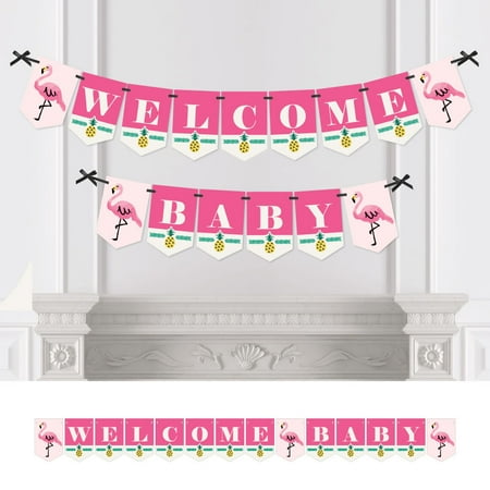 Pink Flamingo Baby Shower Bunting Banner Tropical Summer Party