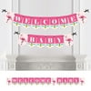 Big Dot of Happiness Pink Flamingo - Party Like a Pineapple - Tropical Summer Baby Shower Bunting Banner - Pink Party Decorations - Welcome Baby