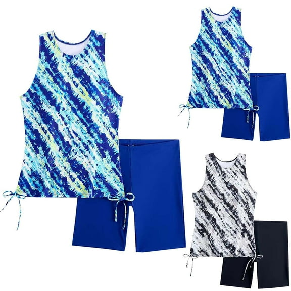 Akafmk Tankini Swimsuits for Women Loose Fitting Floral Printed Swim Tops with High Waisted Boyshorts Two Piece Bathing Suits Comfortable Athletic Swimwear, Sizes S-XL