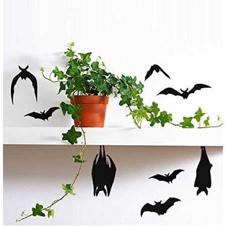 Decal ~ Hanging and Flying Bats ~ HALLOWEEN: WALL OR WINDOW DECAL, Qty 10 on one sheet 10