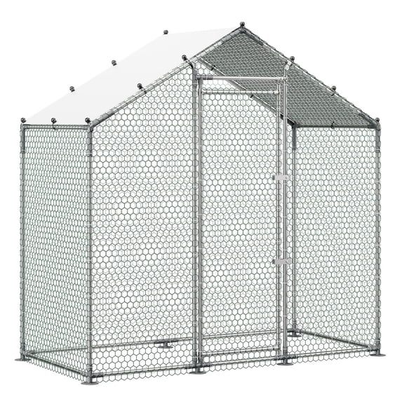 6.6x3.3x6.6ft Spire Roof Waterproof Coop – for Hens/Ducks/Geese/Rabbits, Outdoor Farm