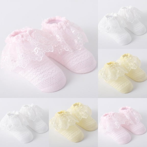 Bxsruta Toddler Non-Slip Short Socks with Mesh Princess Lace, Soft Cotton Breathable for Daily Use and Gift for Baby Boys and Girls