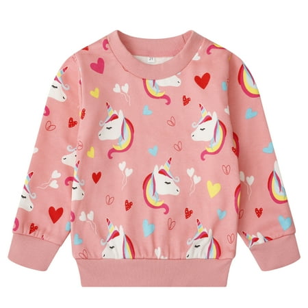 

Toddler Baby Girls Pink Unicorn Sweatshirts Casual Pullover Crewneck Winter Long Sleeve Tops Shirts Clothes 2t(Unicorn 163)