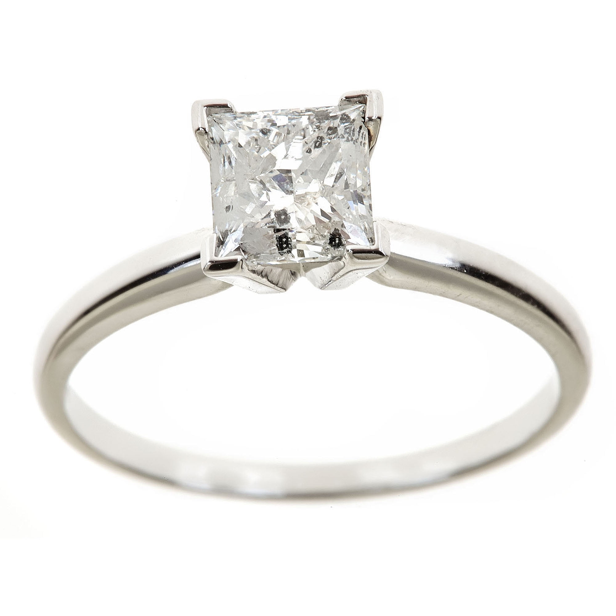 2 Carat T.W. Genuine Princess White Diamond 14kt White Gold Solitaire Ring, IGL Certified by Generic