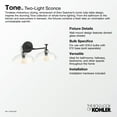 thumbnail image 7 of KOHLER Tone Brushed Modern Brass Indoor Bathroom Vanity Light Fixture-UL Listed, 7 of 7