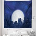 thumbnail image 1 of Night Sky Tapestry, Full Moon on Starry Dark Sky Urban Cityscape with Tall Buildings, Fabric Wall Hanging Decor for Bedroom Living Room Dorm, 5 Sizes, Dark Blue Indigo White, by Ambesonne, 1 of 1