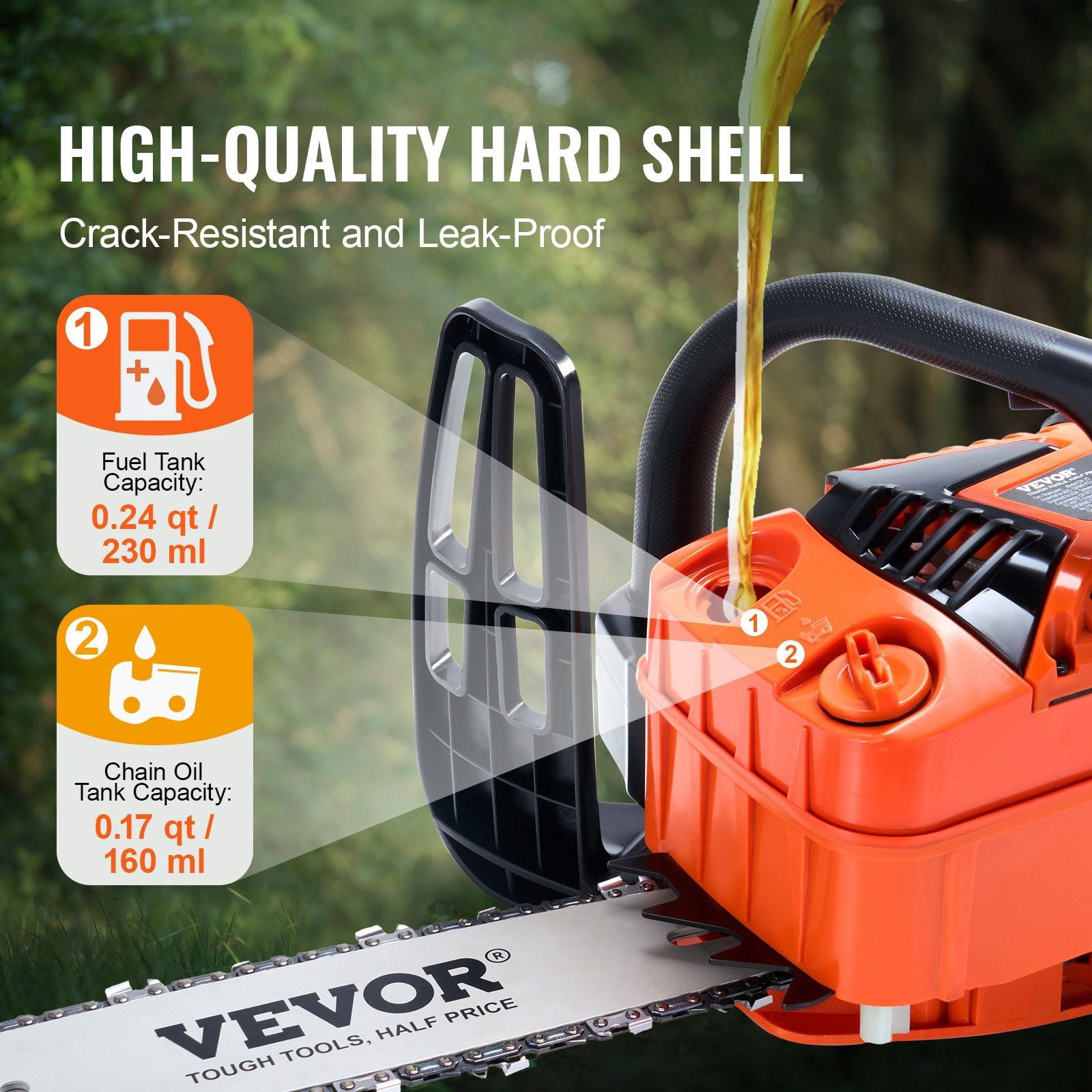 25.4cc 2-Cycle 12-Inch Gas Powered Chainsaw, Portable Gasoline Chain Saw for Wood Cutting, Tree Trimming and Logging with Quick Chain Tensioner, Anti-Vibration Handle & Safety Lock