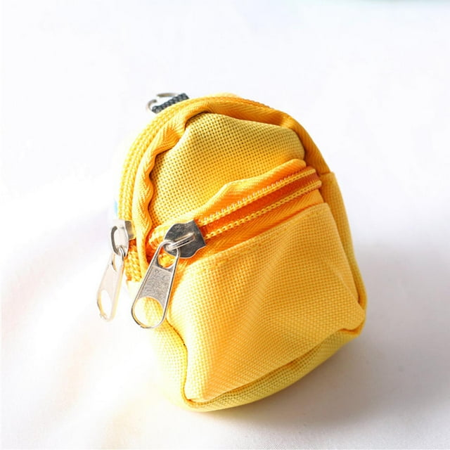 Bonita mochila de muñeca en miniatura, juguete de simulación, escena de la vida, mochila pequeña para casa de muñecas amarillo perfke Mochila de muñecas en miniatura