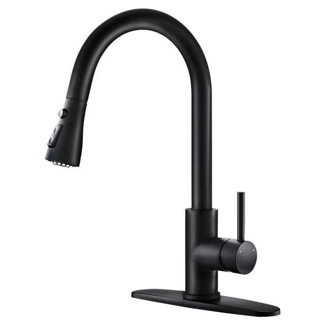 Grifo de cocina OWOFAN negro con pulverizador desplegable