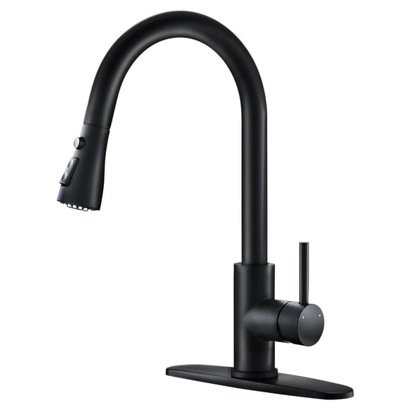 Grifo de cocina OWOFAN negro con pulverizador desplegable