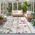thumbnail image 2 of Area Rugs 5'x7', Spring Flowers Carpet Runner Indoor Outdoor Rugs Home Decor Aesthetic, Botanical Floral Butterfly Wooden Grain Non Slip Mats Washable Accent Rug for Living Room Bedroom, 2 of 8
